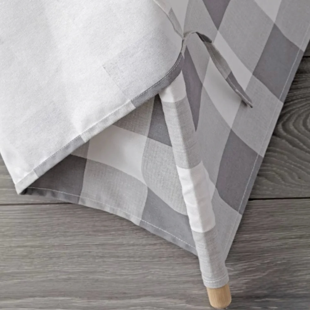 NEW Crate and Barrel Kids Grey And White Plaid Teepee Tent Play Tent - $199